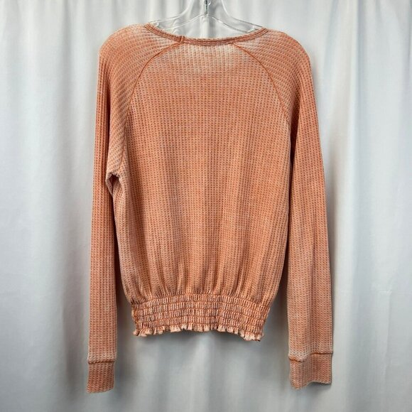 Vanilla Star Women’s Round Neck Long Sleeve Top Gathered Waist Coral Large - Picture 6 of 8